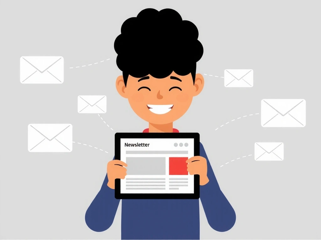 Ilustración de una persona leyendo un boletín informativo.