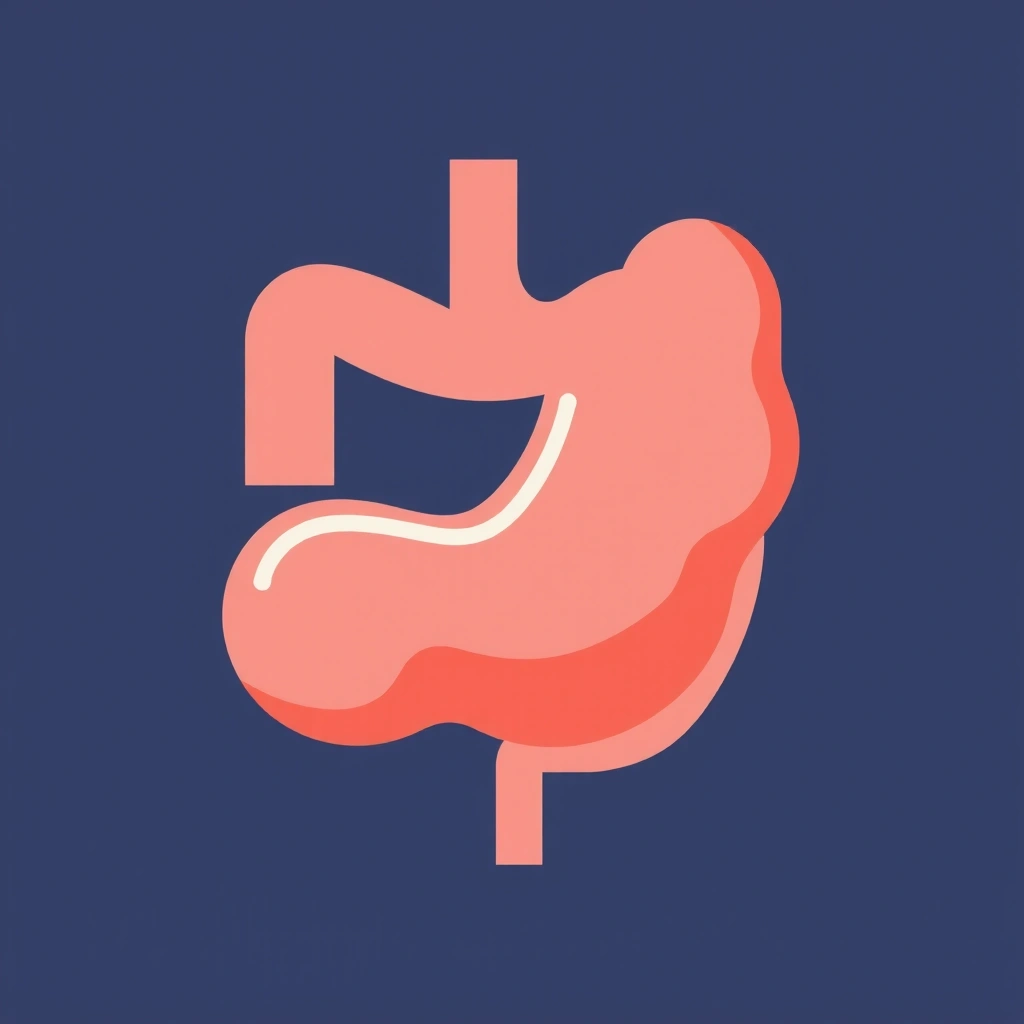 Icono que representa la digestión, como un estómago o un intestino, con un diseño limpio.